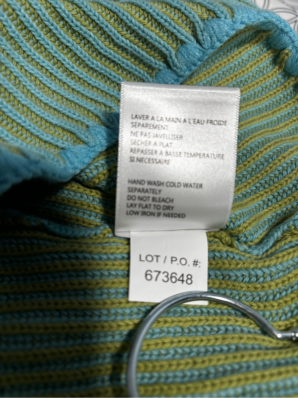 TRIBAL Ribbed Turtleneck Sweater in Aqua and Lime - Size XL - Picture 8 of 12
